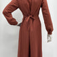 Tammer-Leninki, ruosteenpunainen villasekoitemekko ja vyö, 60-luku, koko 38