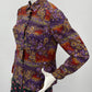Violetti kukallinen paitapusero, 80-90-luku, koko 36