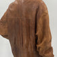 VARATTU Meiker, ruskea nahkatakki, 80-90-luku, koko n.XL