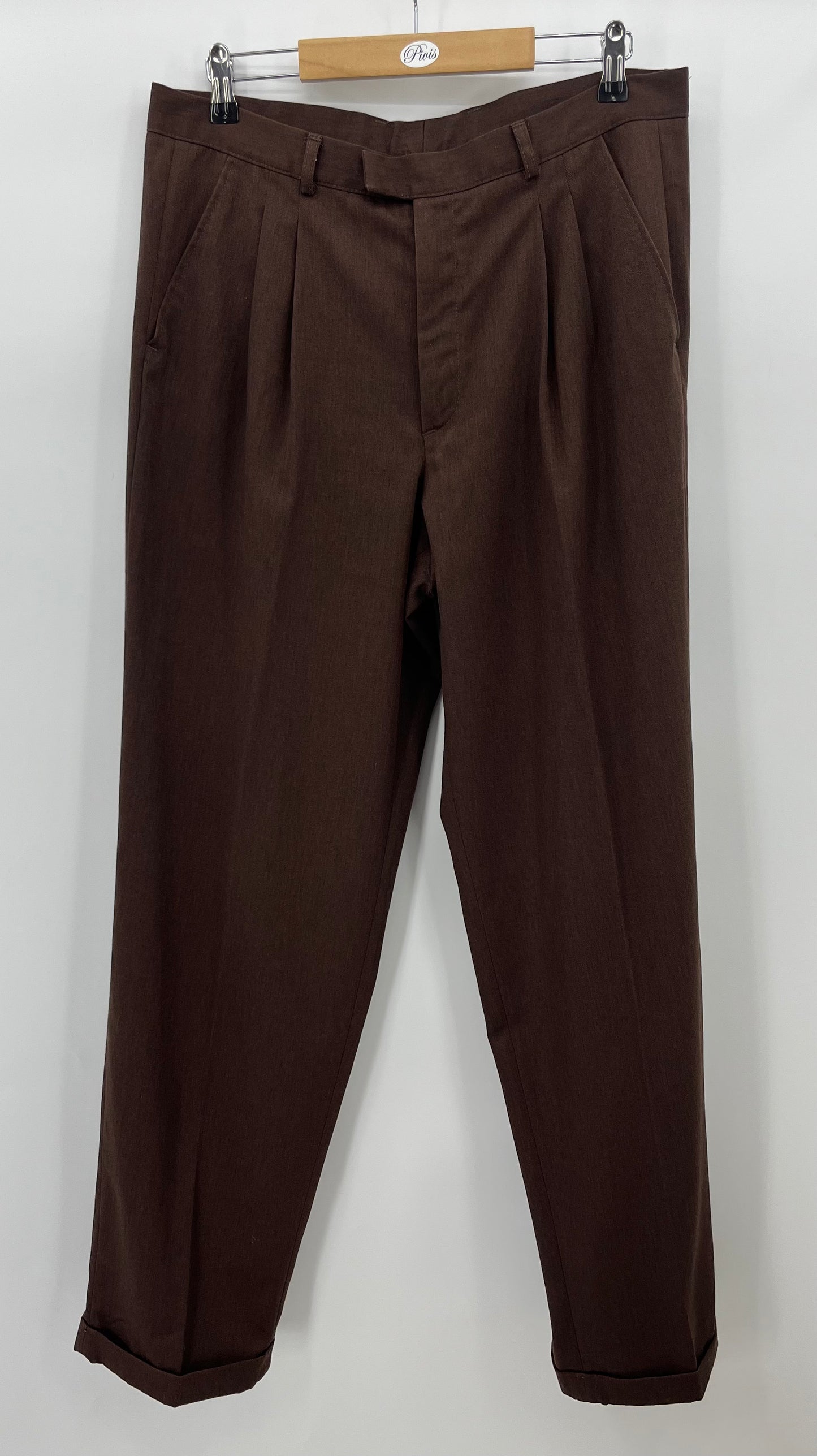 Luhta, ruskeat miesten housut, 90-luku, vyöt.ymp. 86cm