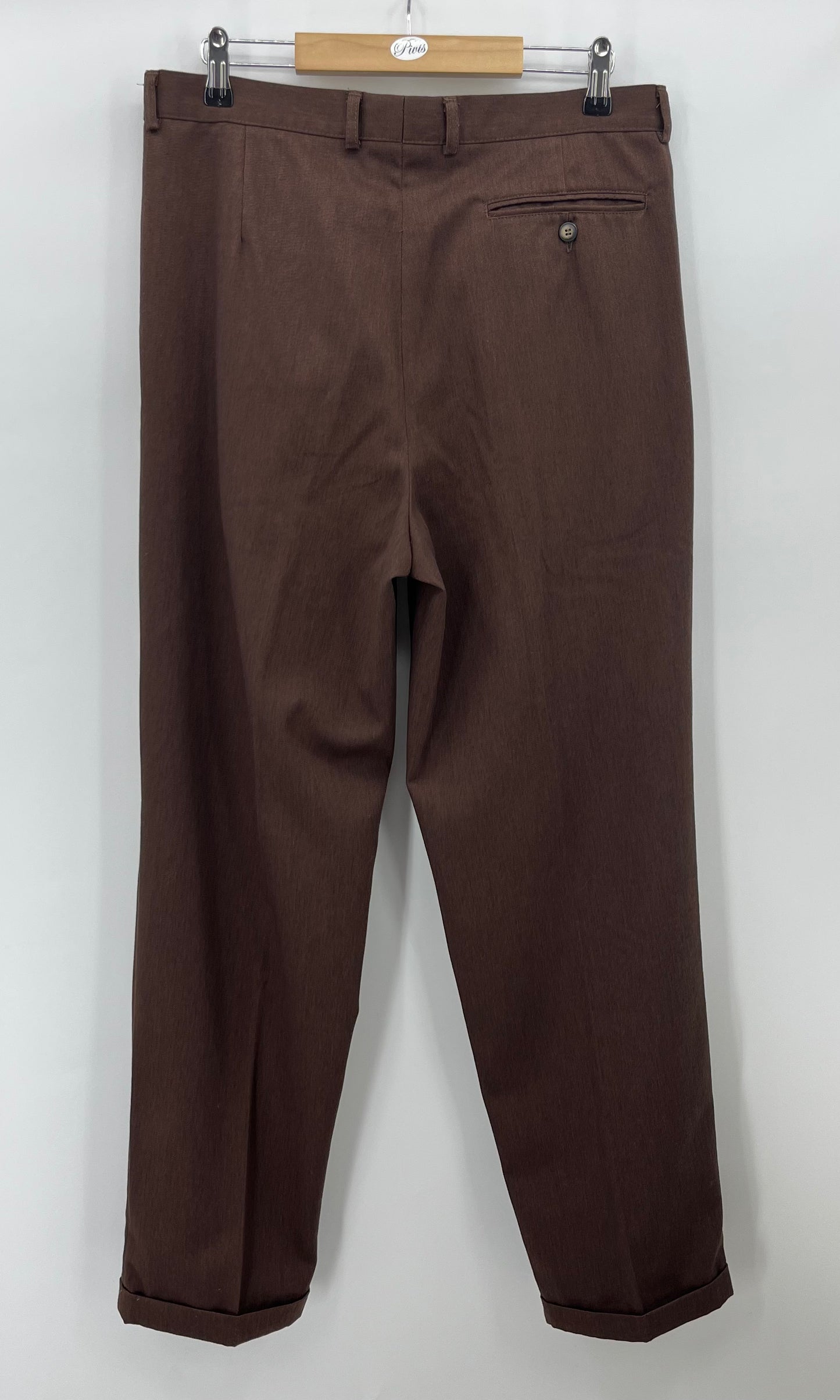 Luhta, ruskeat miesten housut, 90-luku, vyöt.ymp. 86cm