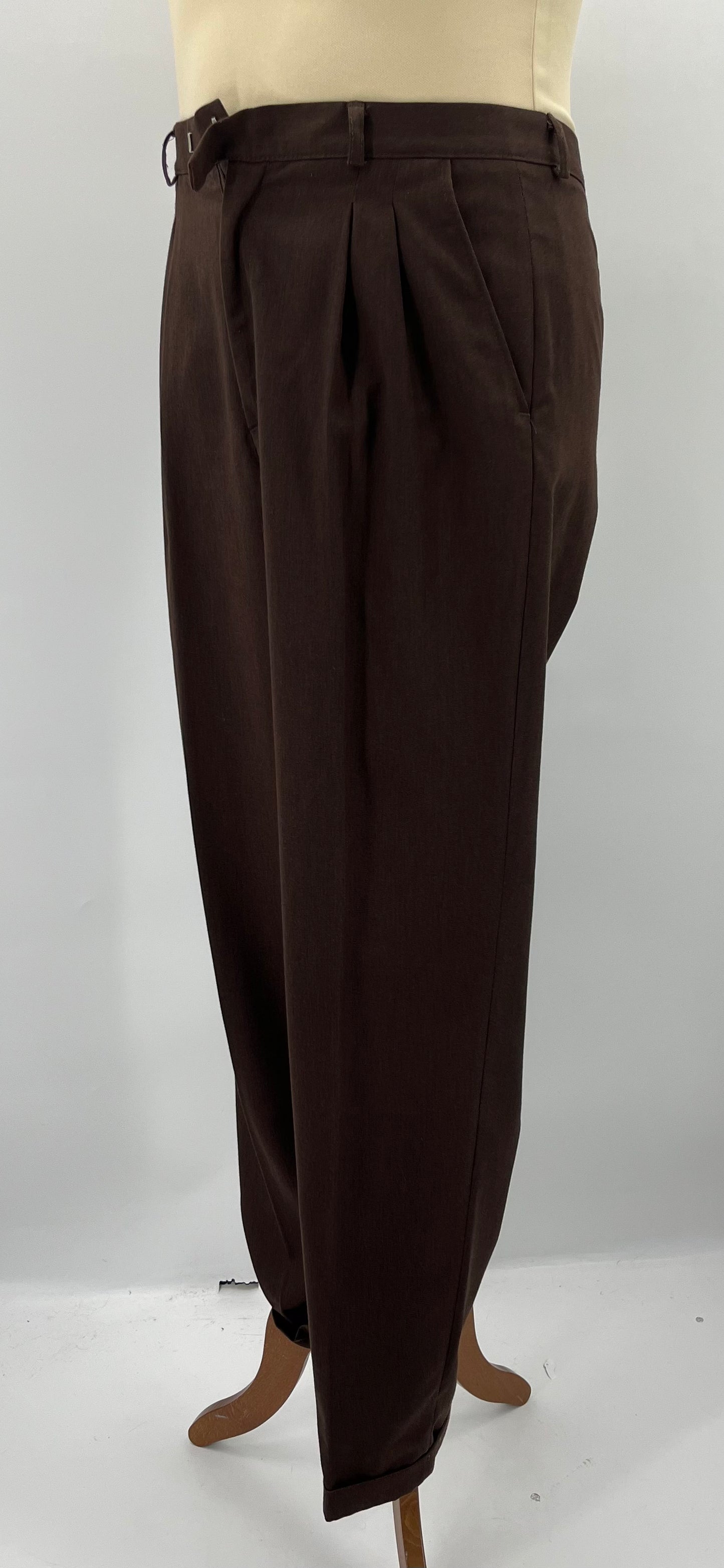 Luhta, ruskeat miesten housut, 90-luku, vyöt.ymp. 86cm