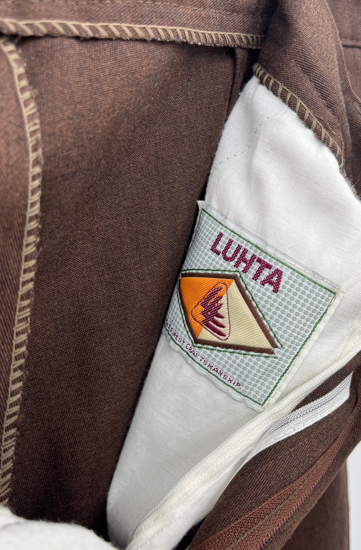 Luhta, ruskeat miesten housut, 90-luku, vyöt.ymp. 86cm