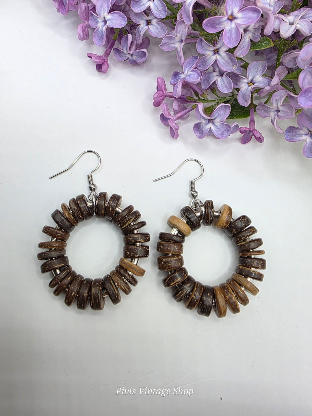 UpCycled by Pivis, Ring recycled earrings, beige/brown