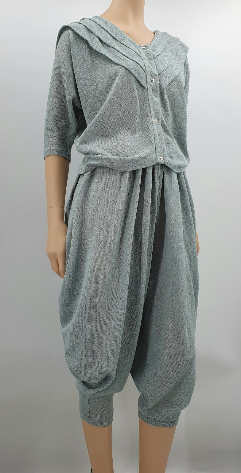 Petriikka, grey-green knitted outfit from the 80s, size 36-38