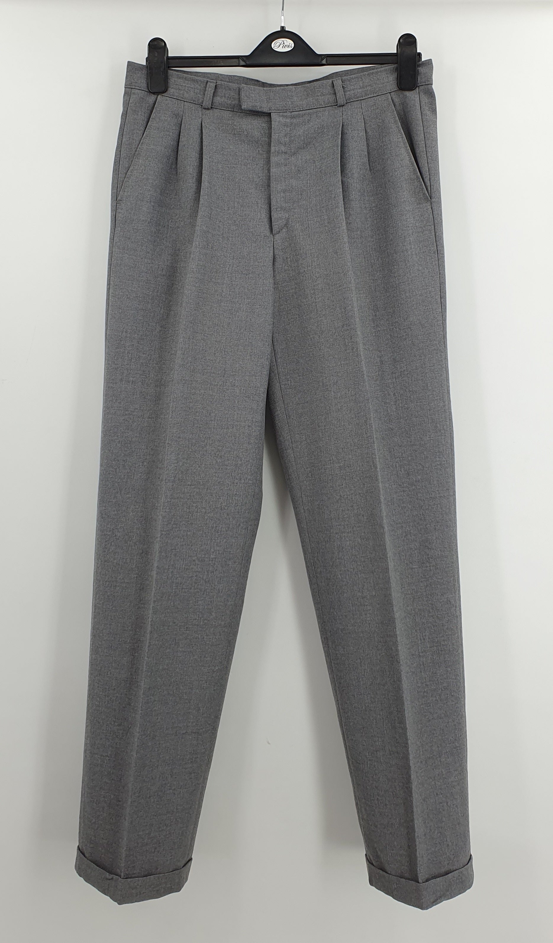 Luhta, miesten harmaat suorat housut 80-luvulta, vyötärö 82cm