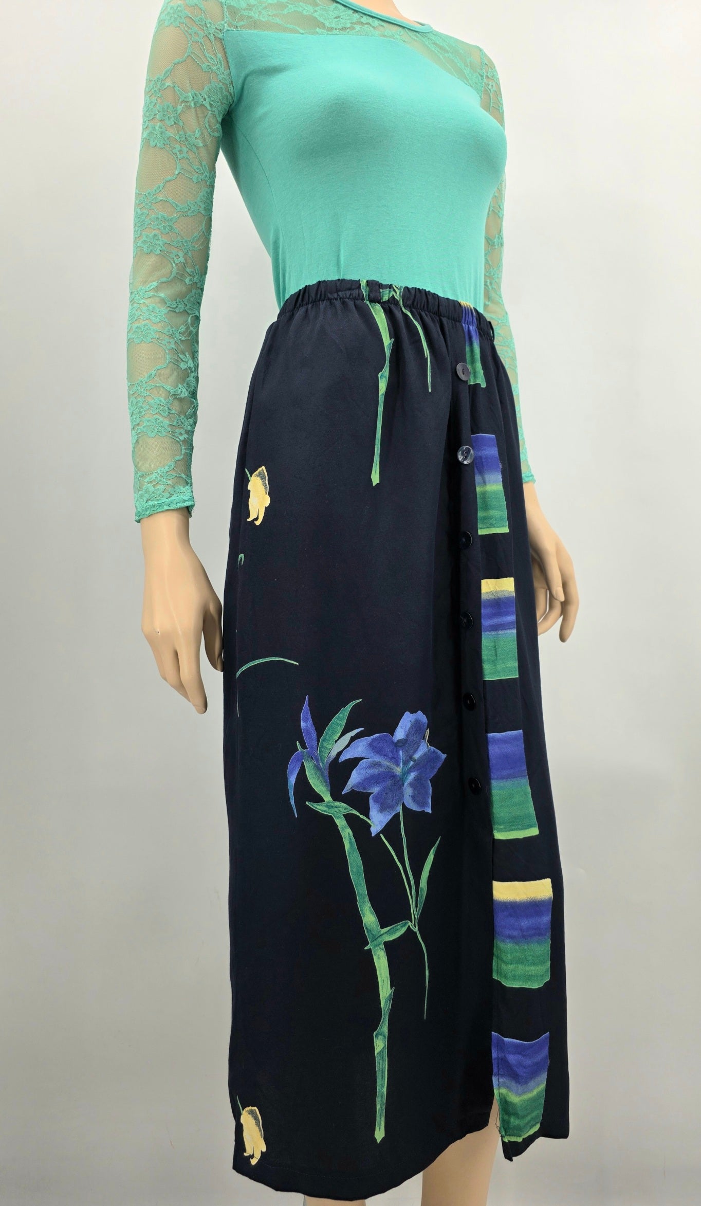 Refa Classic, dark blue maxi skirt from the 90s, waist 70-90cm, size 38-40