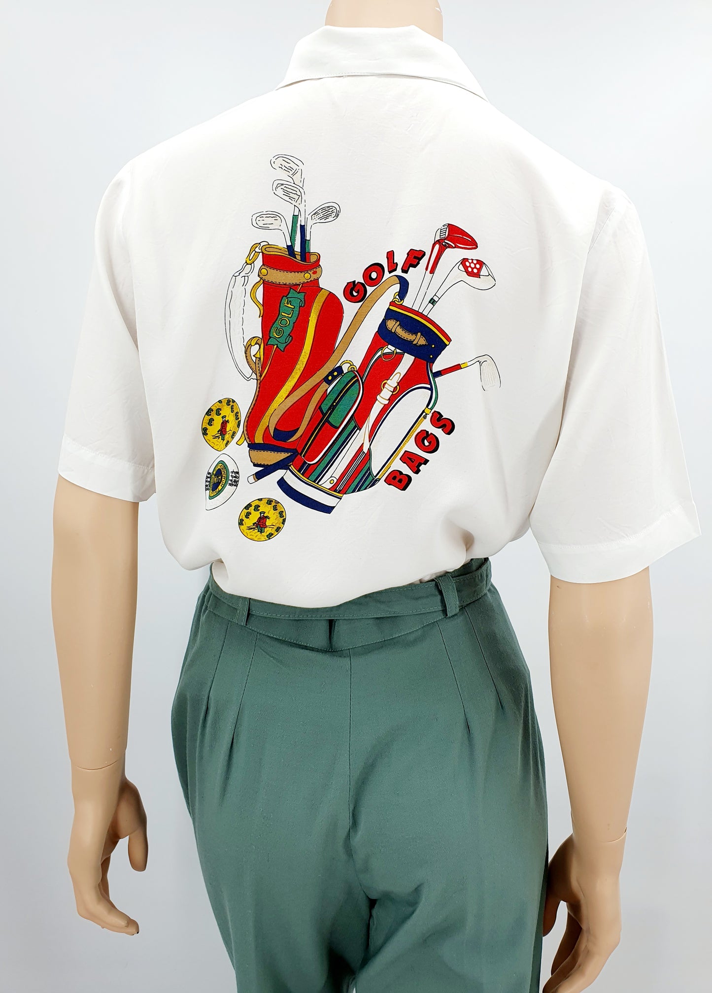 Kellermann, short-sleeved golf-themed women's shirt from the 90s, size 36-38