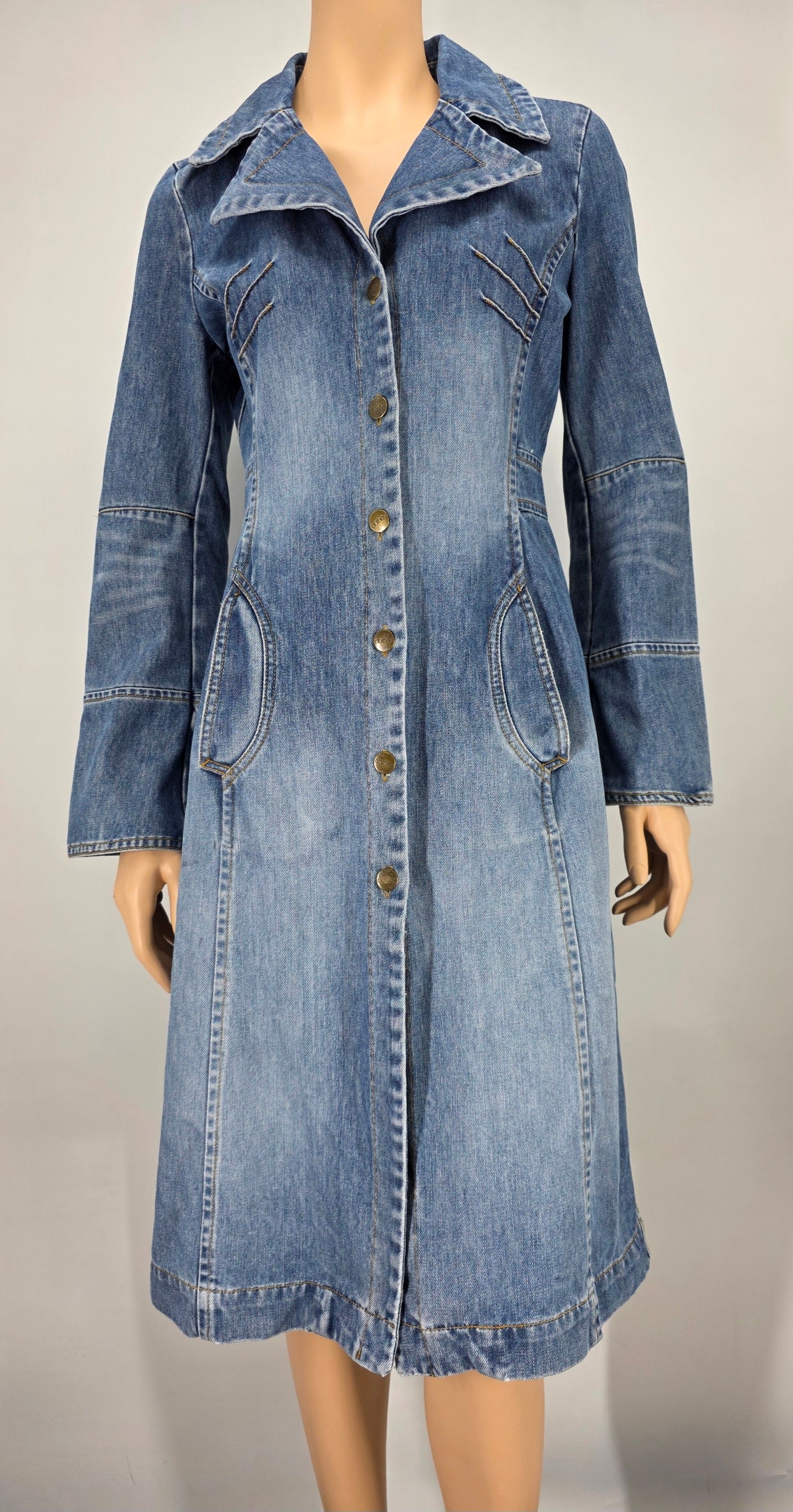 H&M Clothes, pitkä Y2K farkkutakki, koko 36