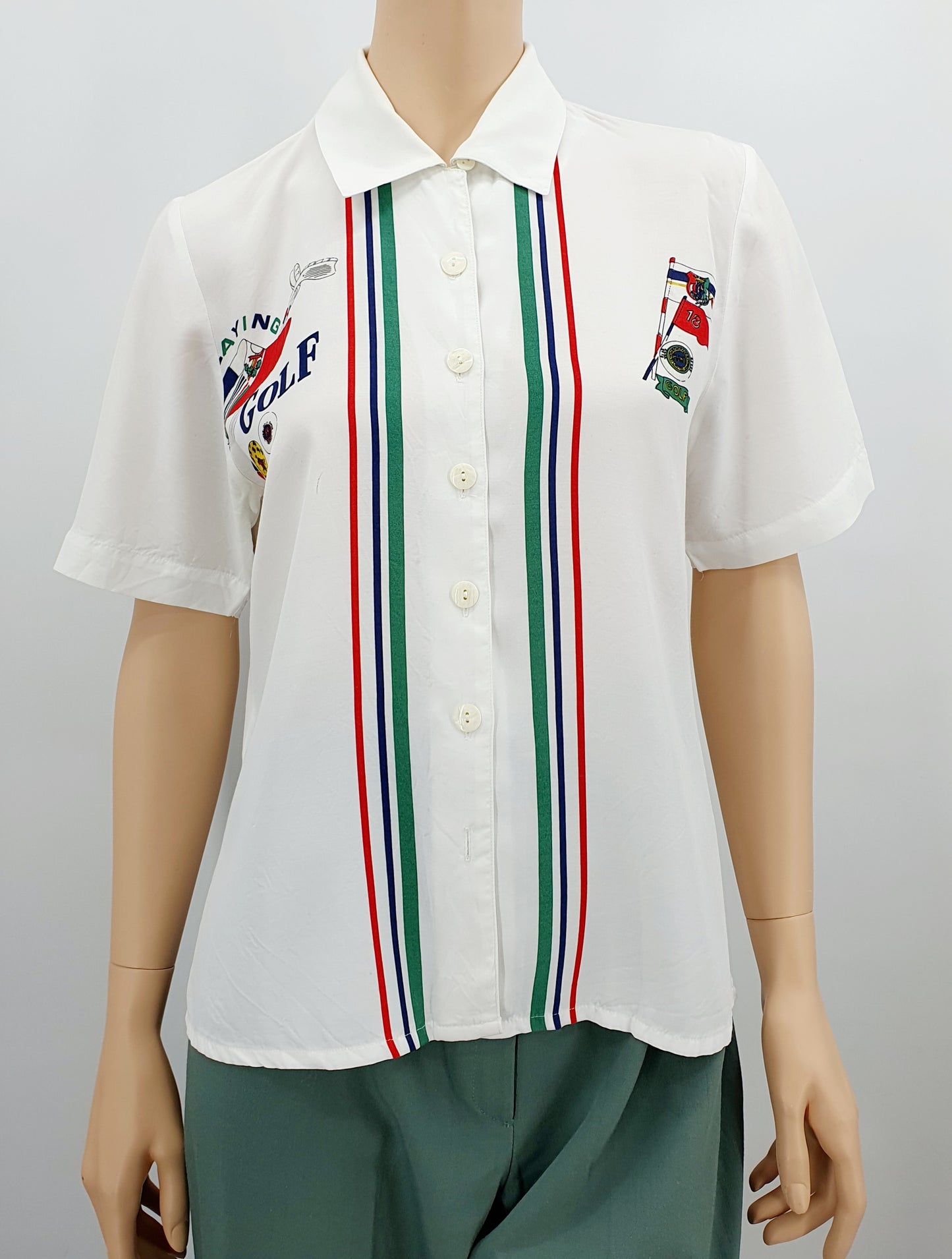 Kellermann, short-sleeved golf-themed women's shirt from the 90s, size 36-38
