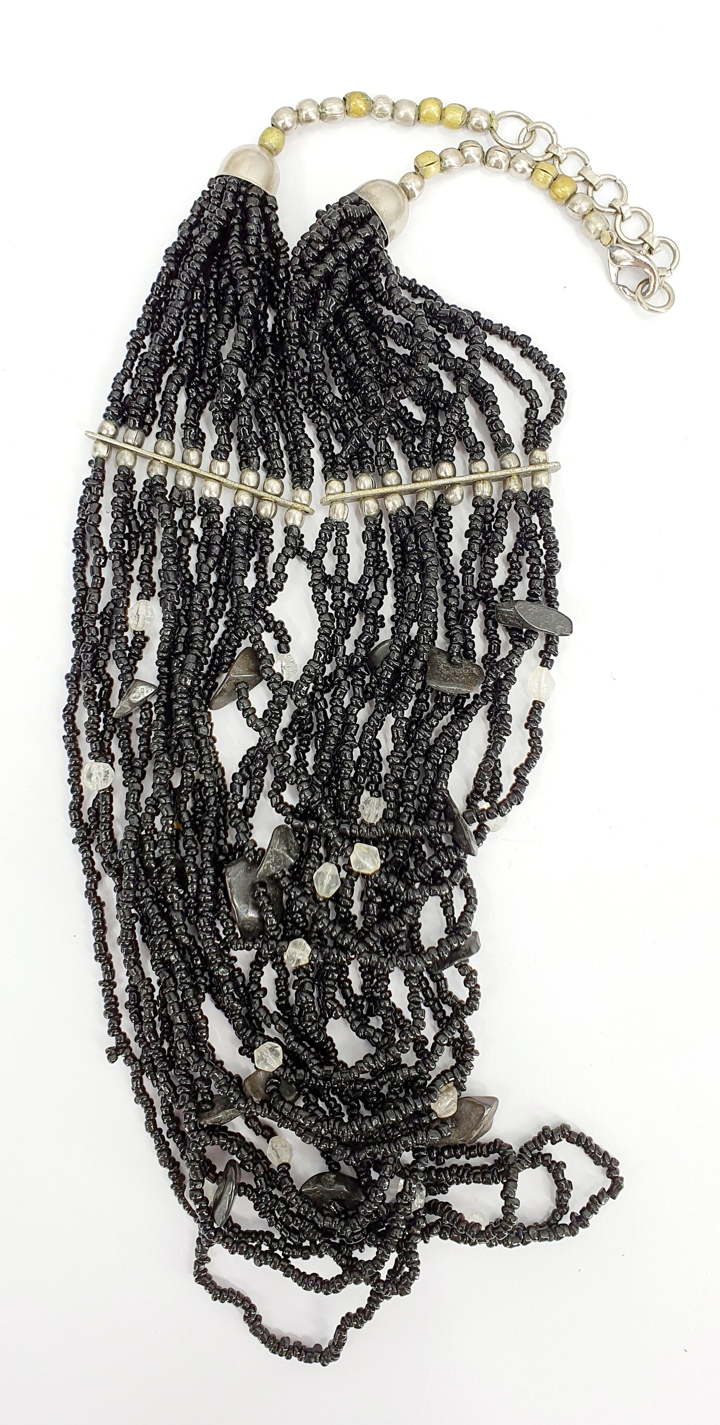 Black boho-style pearl necklace, length 40cm