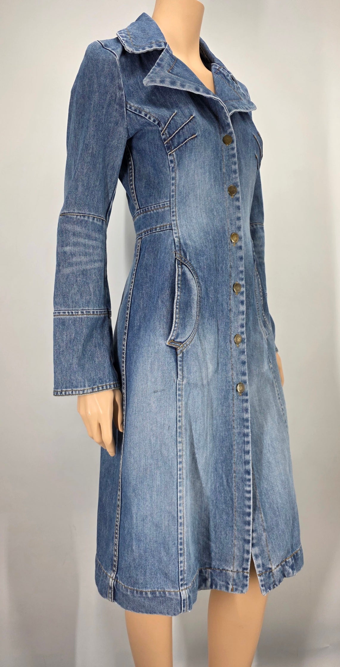 H&M Clothes, pitkä Y2K farkkutakki, koko 36