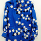 Taivaan kukat- kankaasta valmistettu paitajakku, 70-luku, koko 34