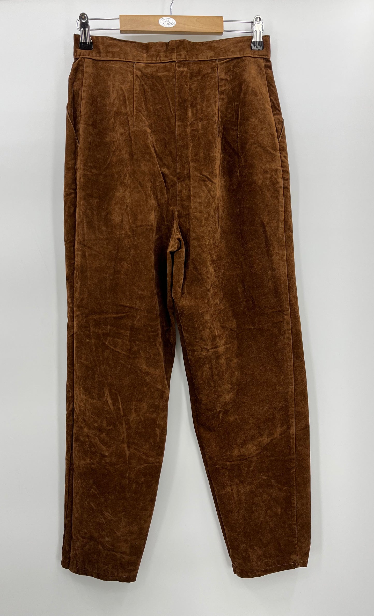 Ruskeat samettihousut, 70-80-luku, vyöt.ymp. 70cm, kokoarvio 36