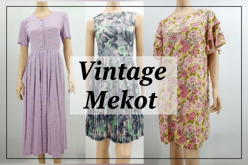 Vintage mekot – kokoelma, mekkoja 1950-90-luvuilta, Pivis Vintage Shop