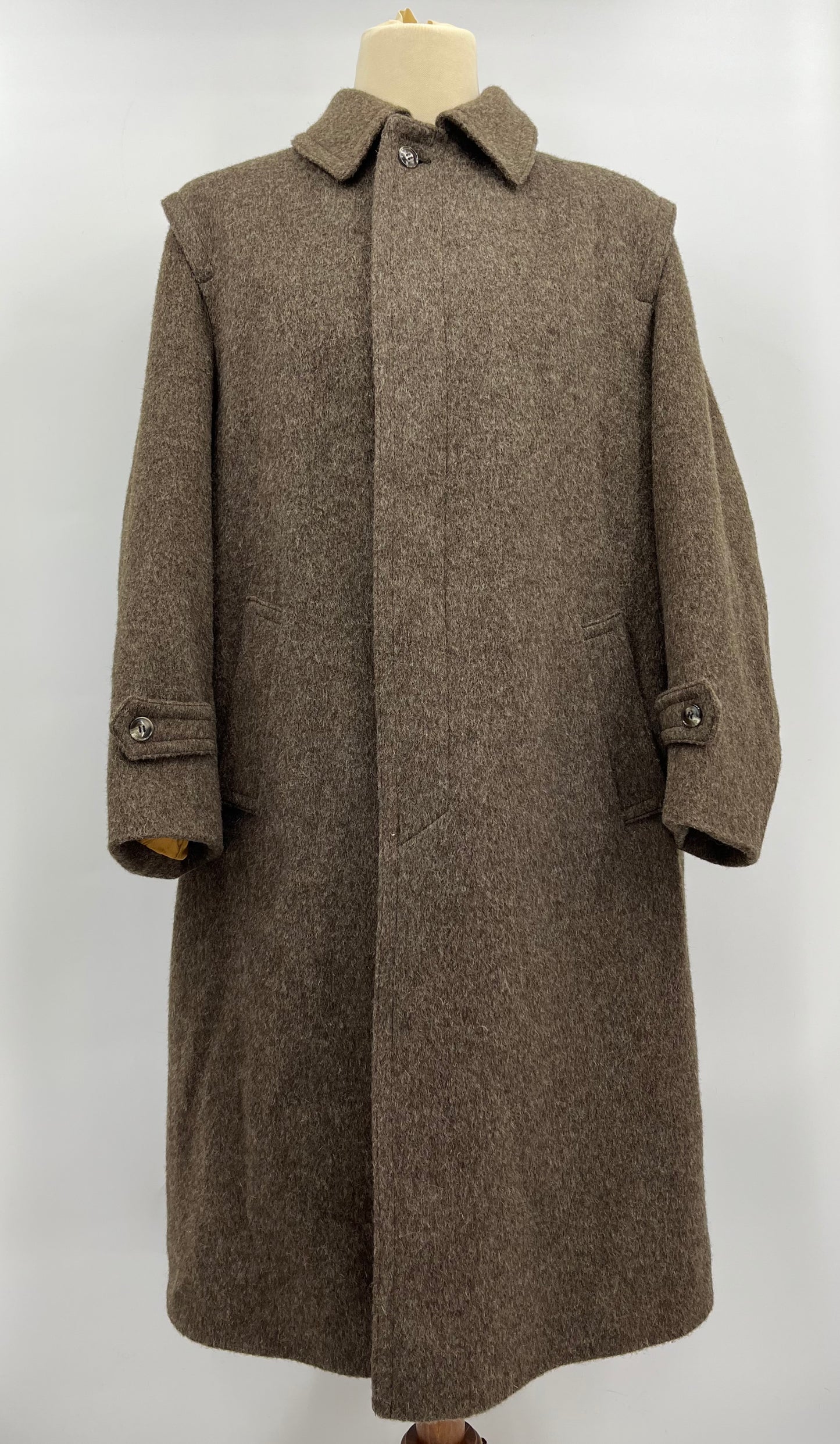 Oratop, vaaleanruskea miesten villakangastakki, 70-luku, koko XL