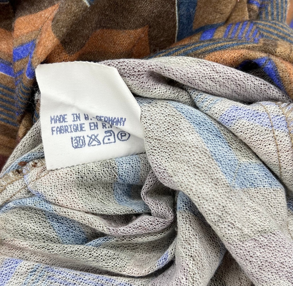 Rhone Mail, sahalaitakuvioinen villasekoitemekko ja vyö, 80-luku, koko 42/44