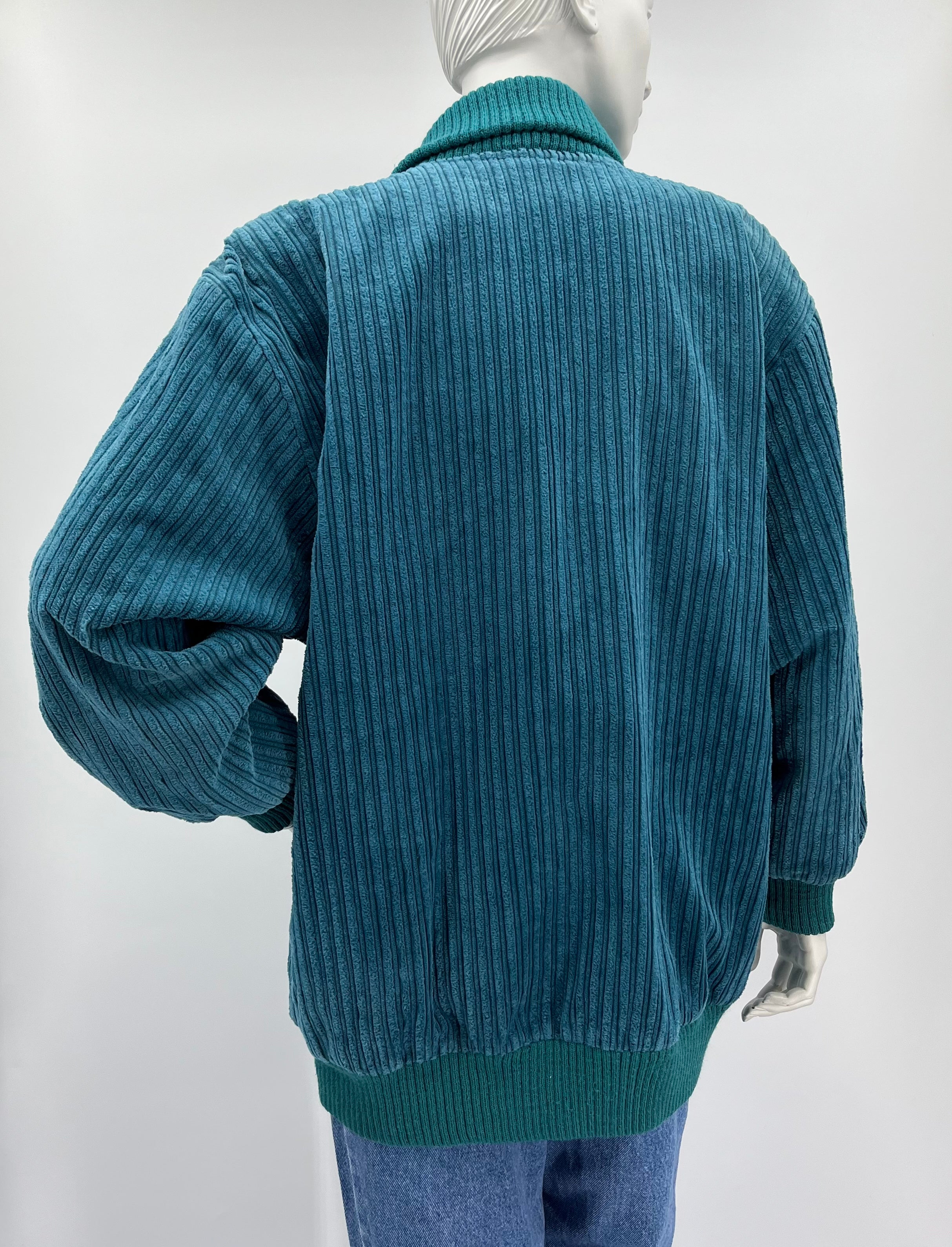 Master-Coat, turkoosi vakosamettitakki, 90-luku, koko 46