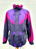 Vintage laskettelutakki 90-luvulta, väritysluumu-fuksia-violetti