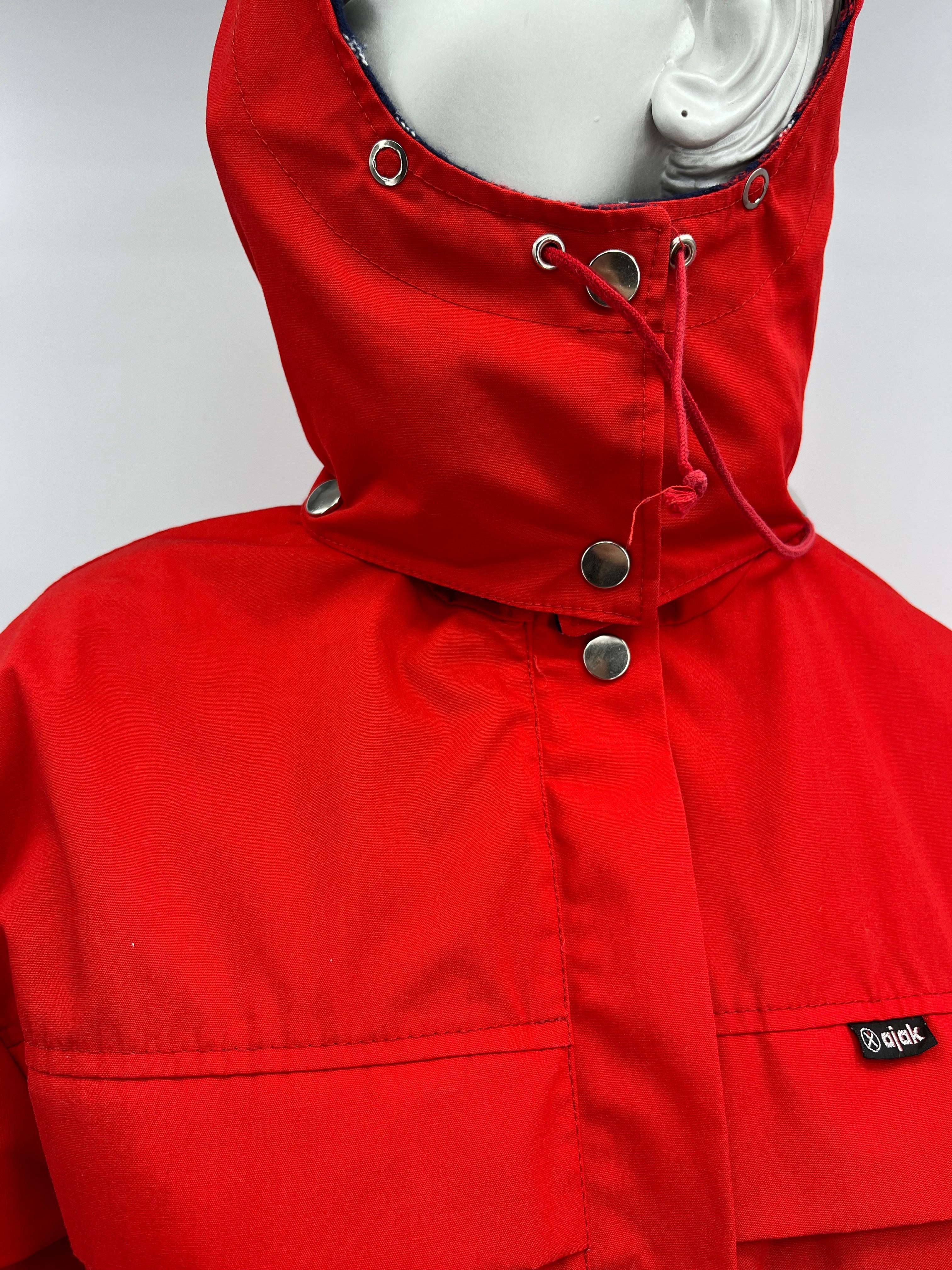 Ajak, bright red mid-season jacket from the 80s, size 38-40