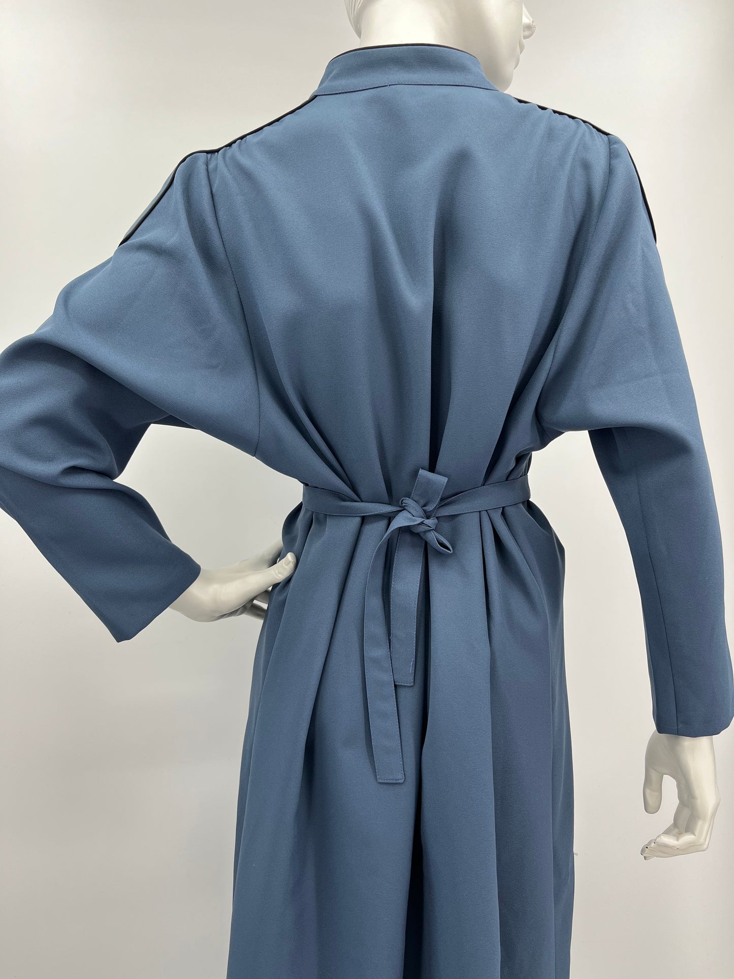 Chixpuku, sininen mekko ja vyö, 80-90-luku, koko 40