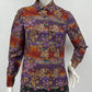 Violetti kukallinen paitapusero, 80-90-luku, koko 36