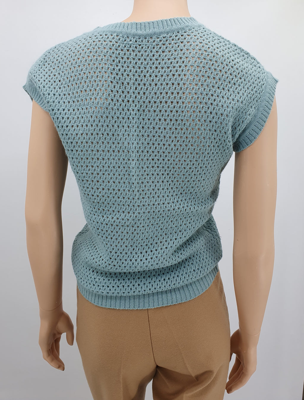 Light turquoise knitted vest, from the 70s-80s, size 36-38