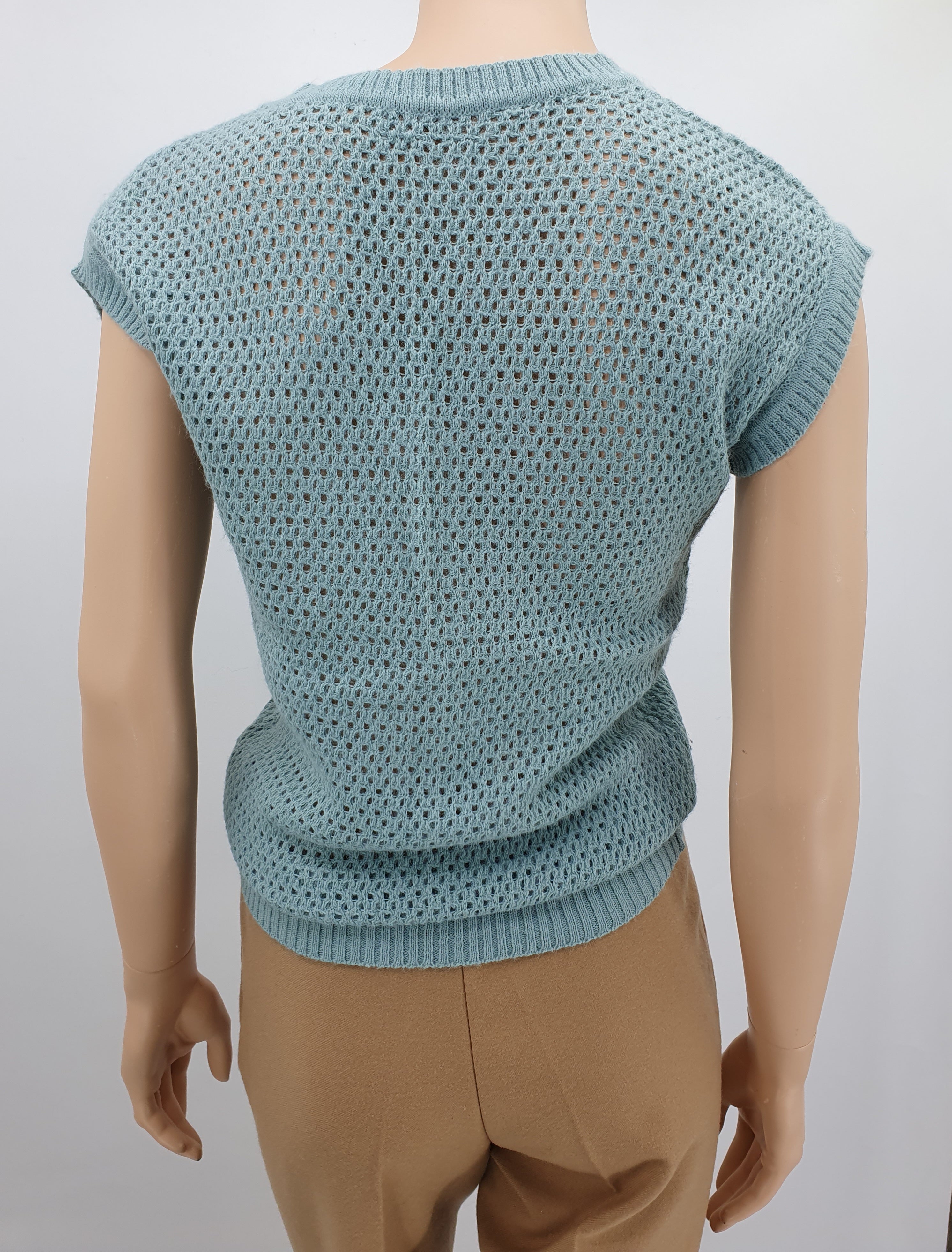 Light turquoise knitted vest, from the 70s-80s, size 36-38