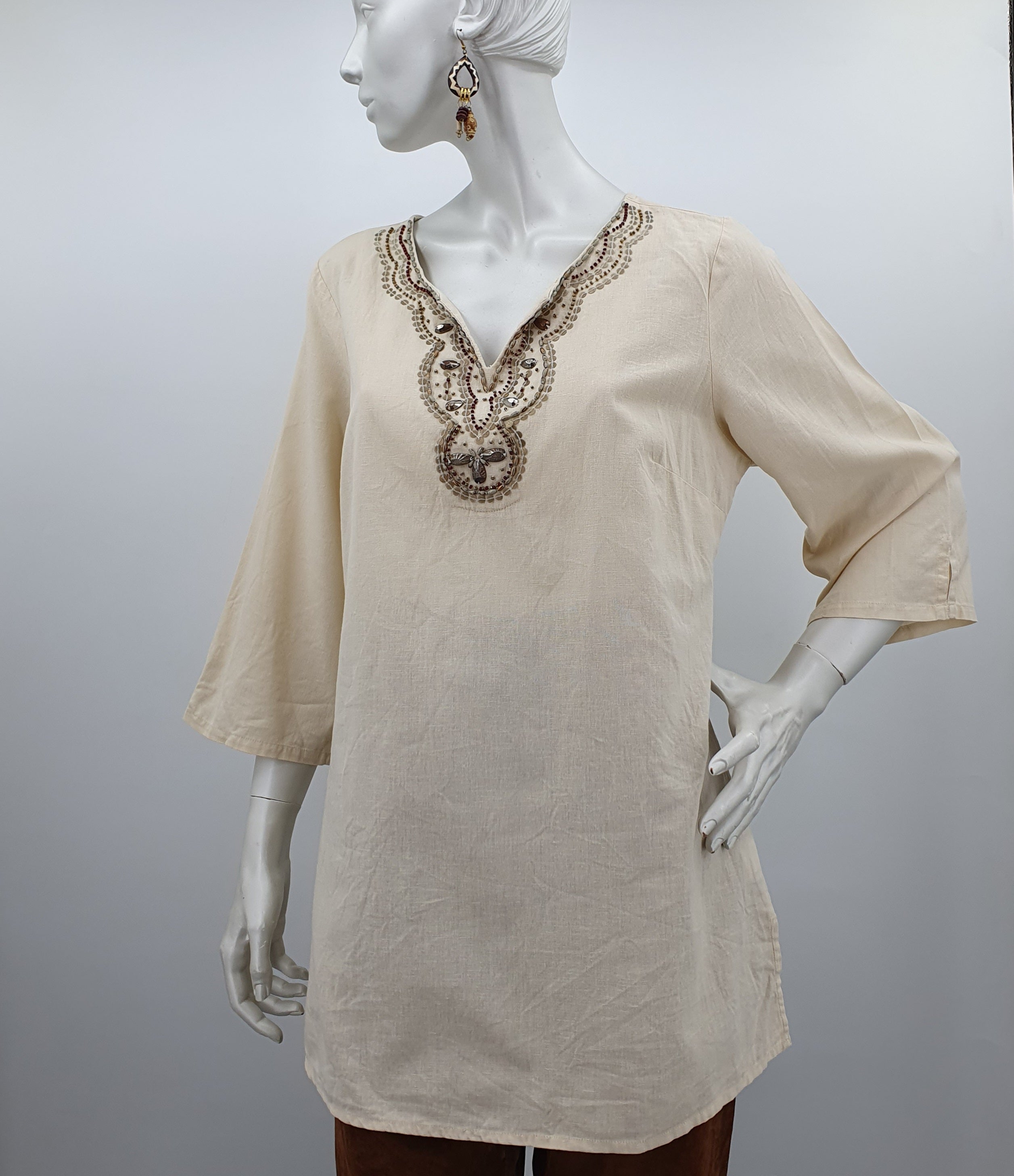 Cellbes, light beige cotton linen shirt, size 38-40