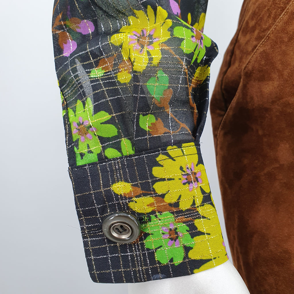 Martina, glittery floral shirt from the 70s, size 38