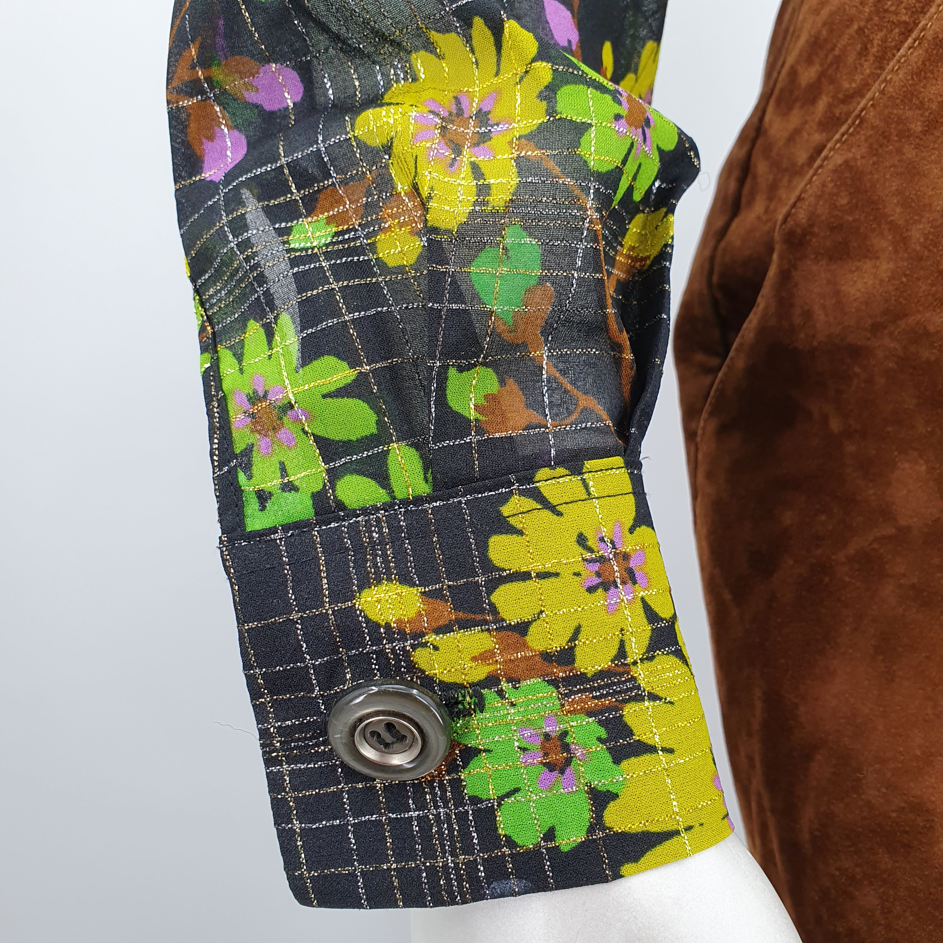 Martina, glittery floral shirt from the 70s, size 38
