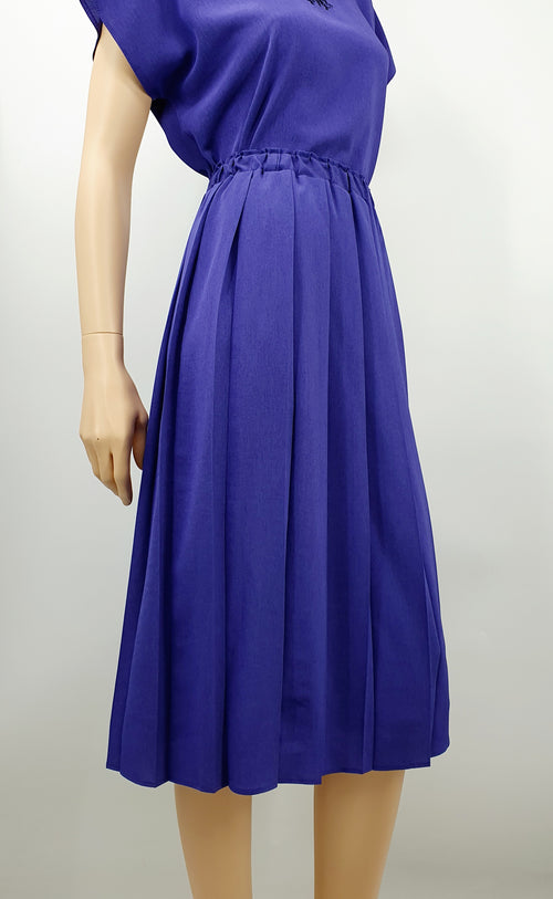 Amis, purple pleated skirt from the 90s, waist 70-80cm, size 36-38-(40)