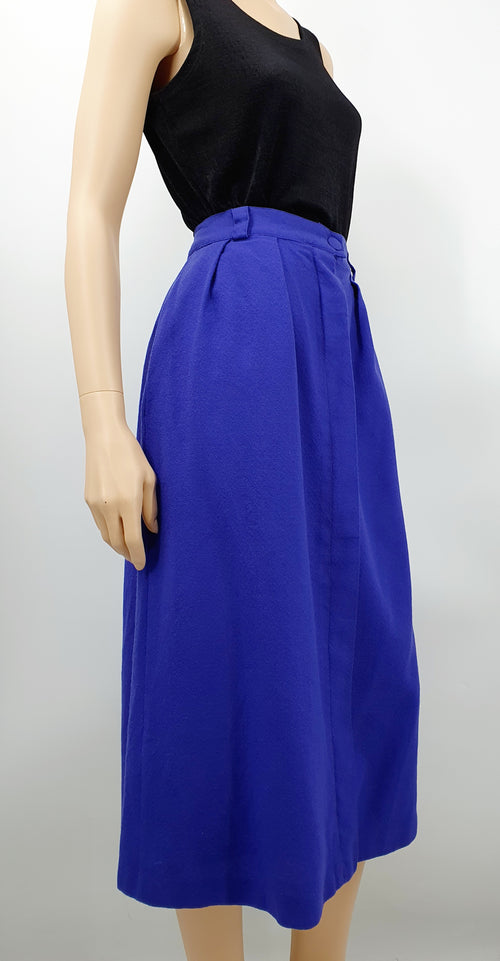 Amanda, purple midi wool skirt, 90s, waist 75cm, size 38