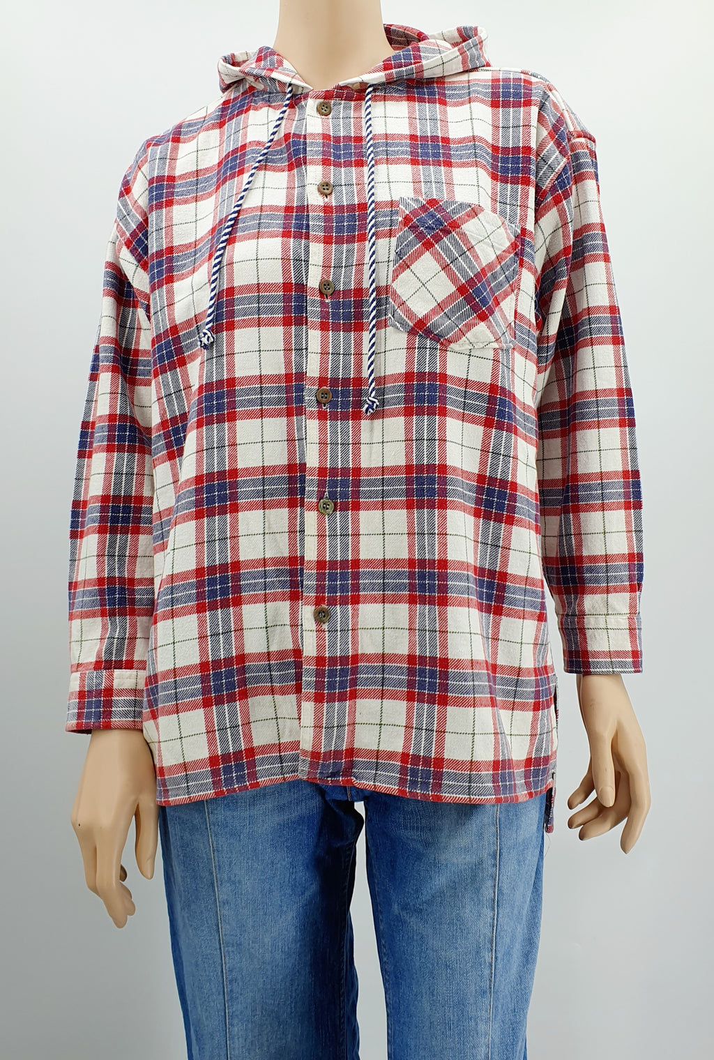 Hupullinen vintage flanellipaita, ruutukuvioinen, unisex-malli 