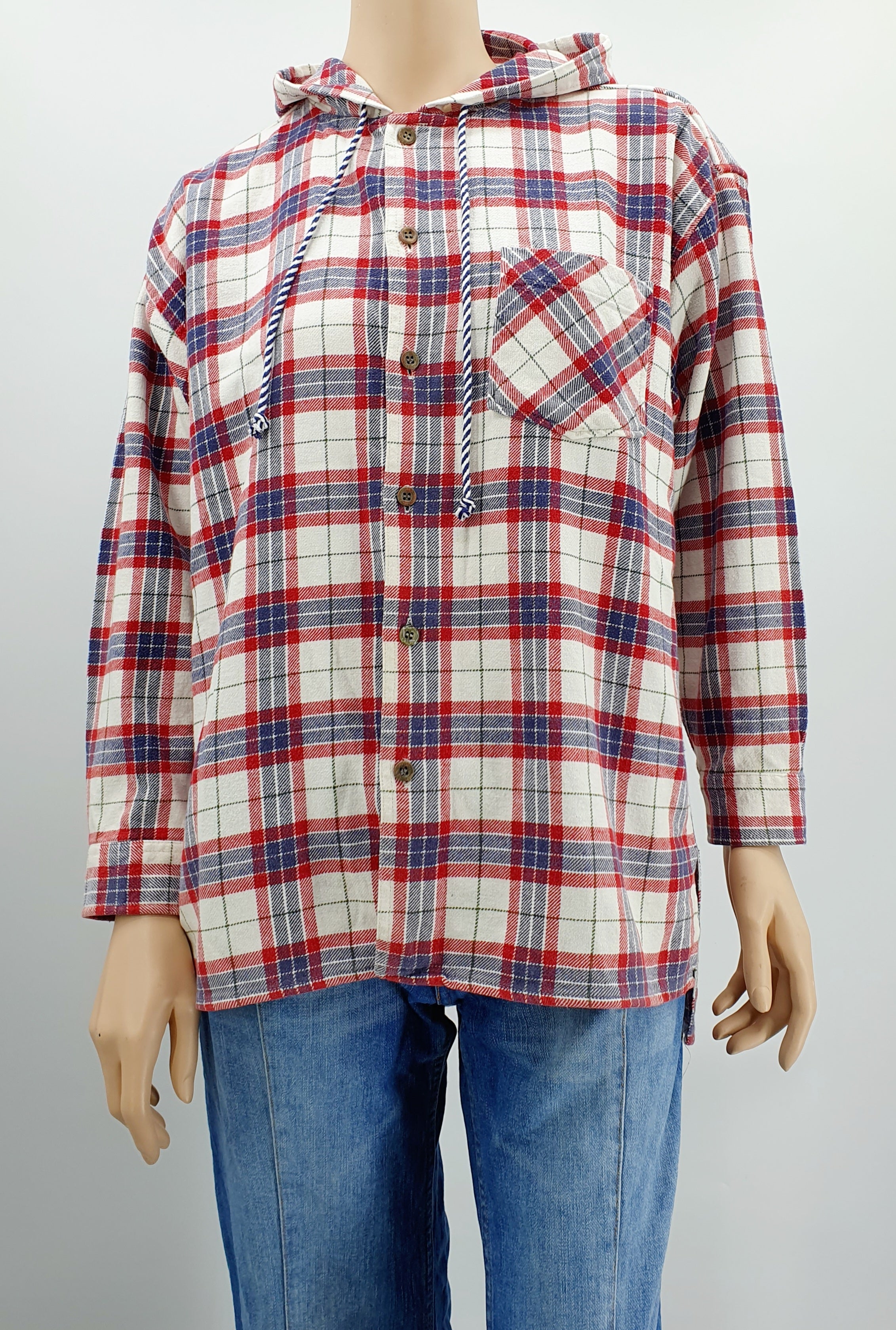 Hupullinen vintage flanellipaita, ruutukuvioinen, unisex-malli 