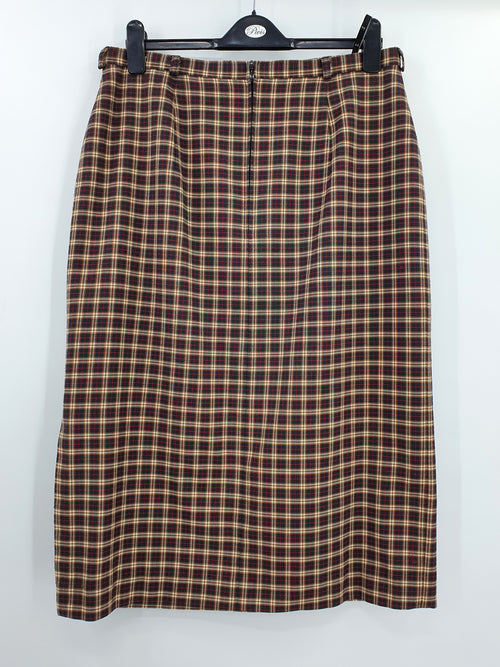 Cappuccini, midi-length narrow skirt with check pattern, waist 86cm, size 42-44