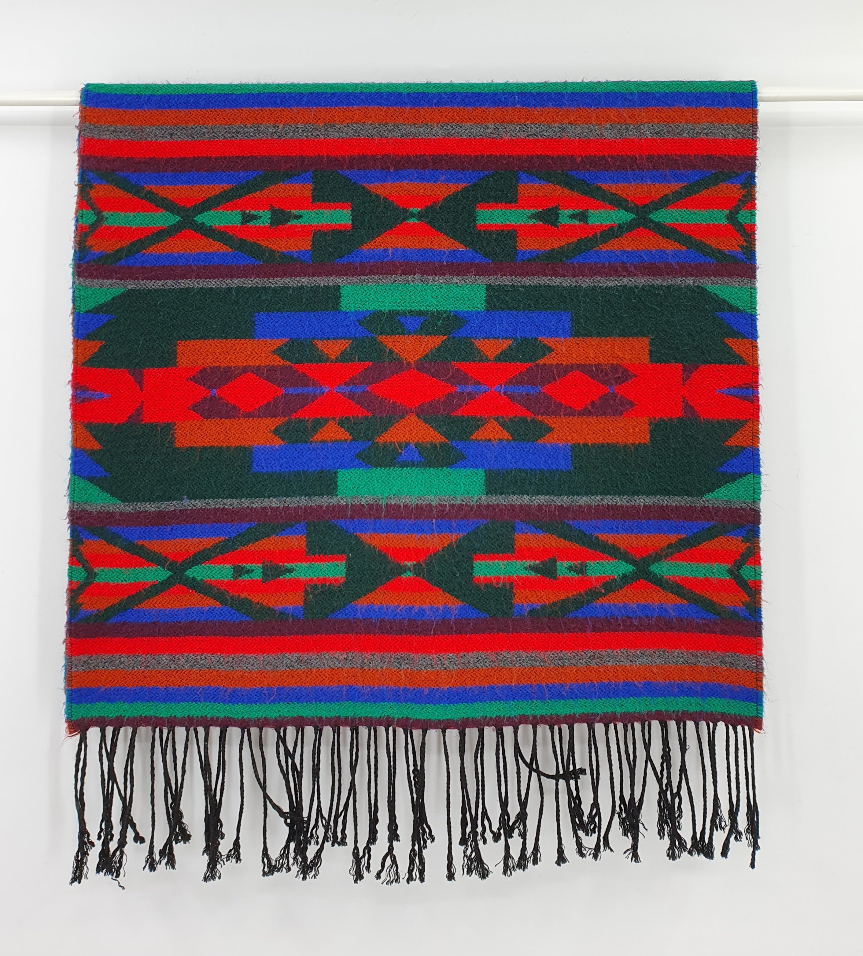 Pitkänmallinen vintagehuivi, geometrinen kuvio, koko 45x170cm