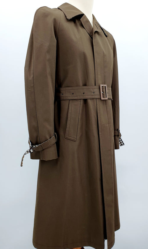 Arvotex Oy, men's long brown ulster with quilted lining, 70s-80s, size S