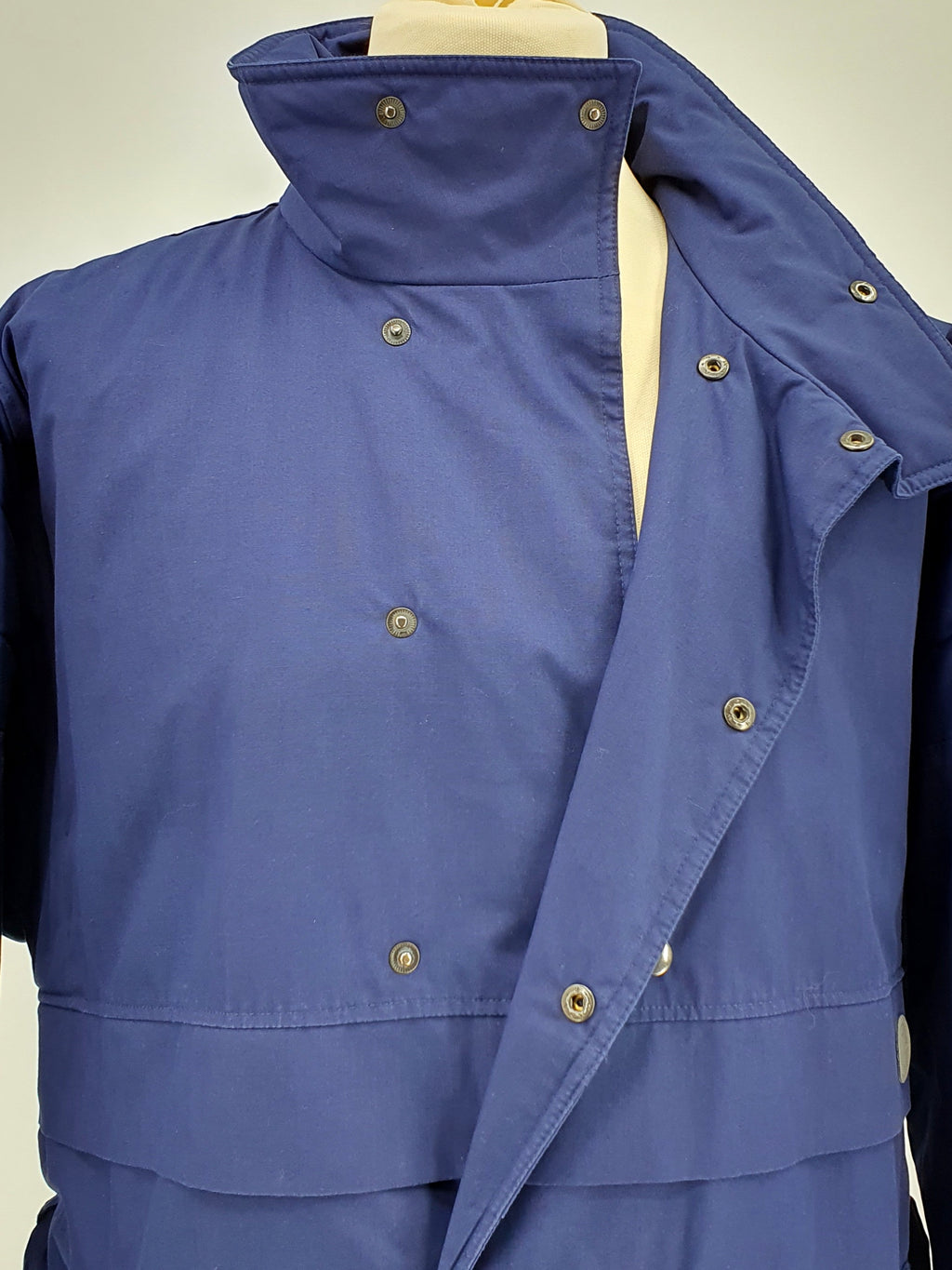 Finnish men's long padded coat from the 80s, color dark blue, size M