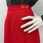 Modelia, punainen villasekoitehame, 90-luku, vyöt.ymp. 76-80cm, kokoarvio 38-40