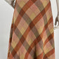 Miranella, ruudullinen villasekoitehame, 70-luku, vyöt.ymp. 80cm, kokoarvio 40