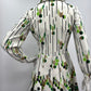 Kerema, valkoinen kuvioitu mekko, 70-luku, koko 36