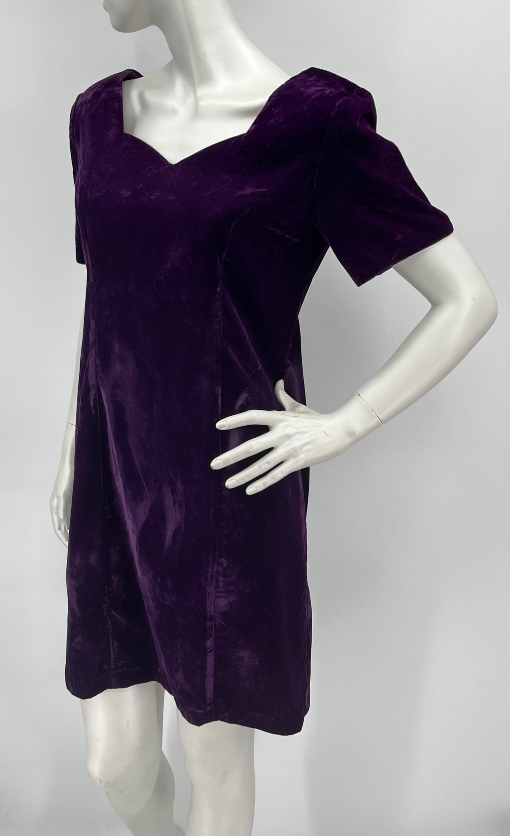 Jessica Howard, purple velvet party dress, 80s-90s, size 36-38