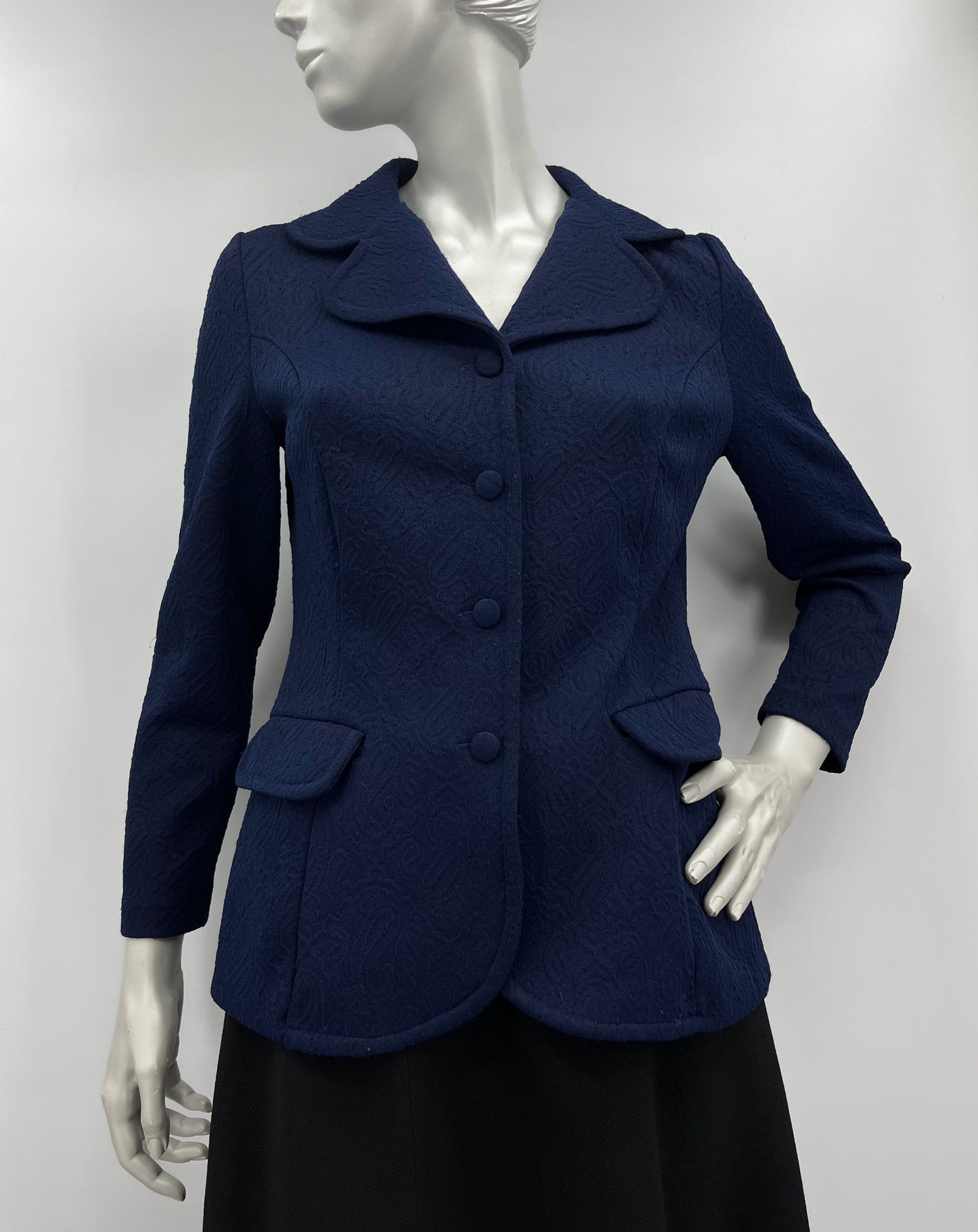 FinnKarelia, tummansininen jakku, 70-80-luku, koko 36