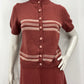 Tumman roosan värinen neulehame ja -paita, 70-80-luku, kokoarvio 34-36