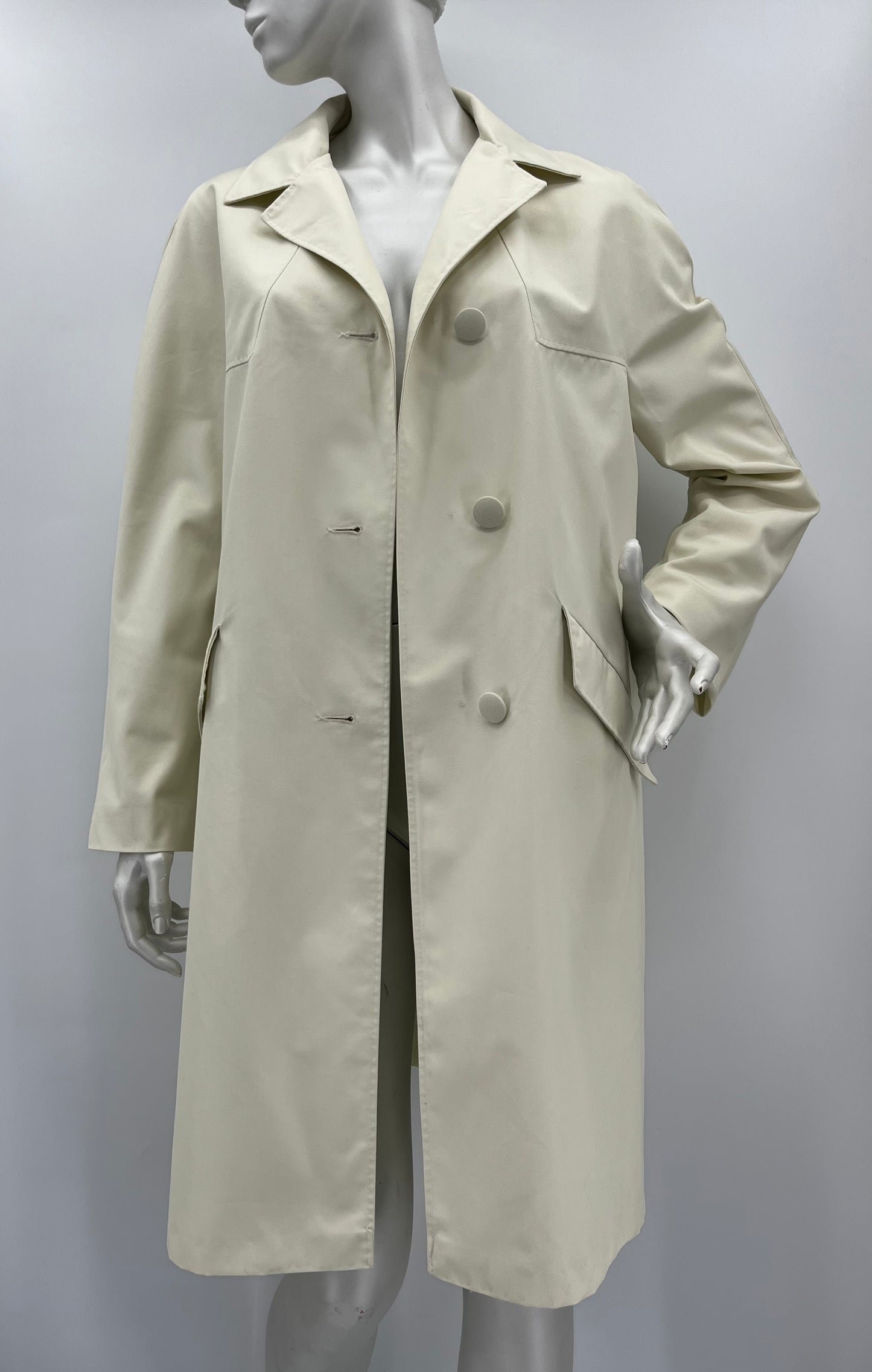 Dixi Coat, luonnonvalkoinen popliinitakki, 60-70-luku, koko 40
