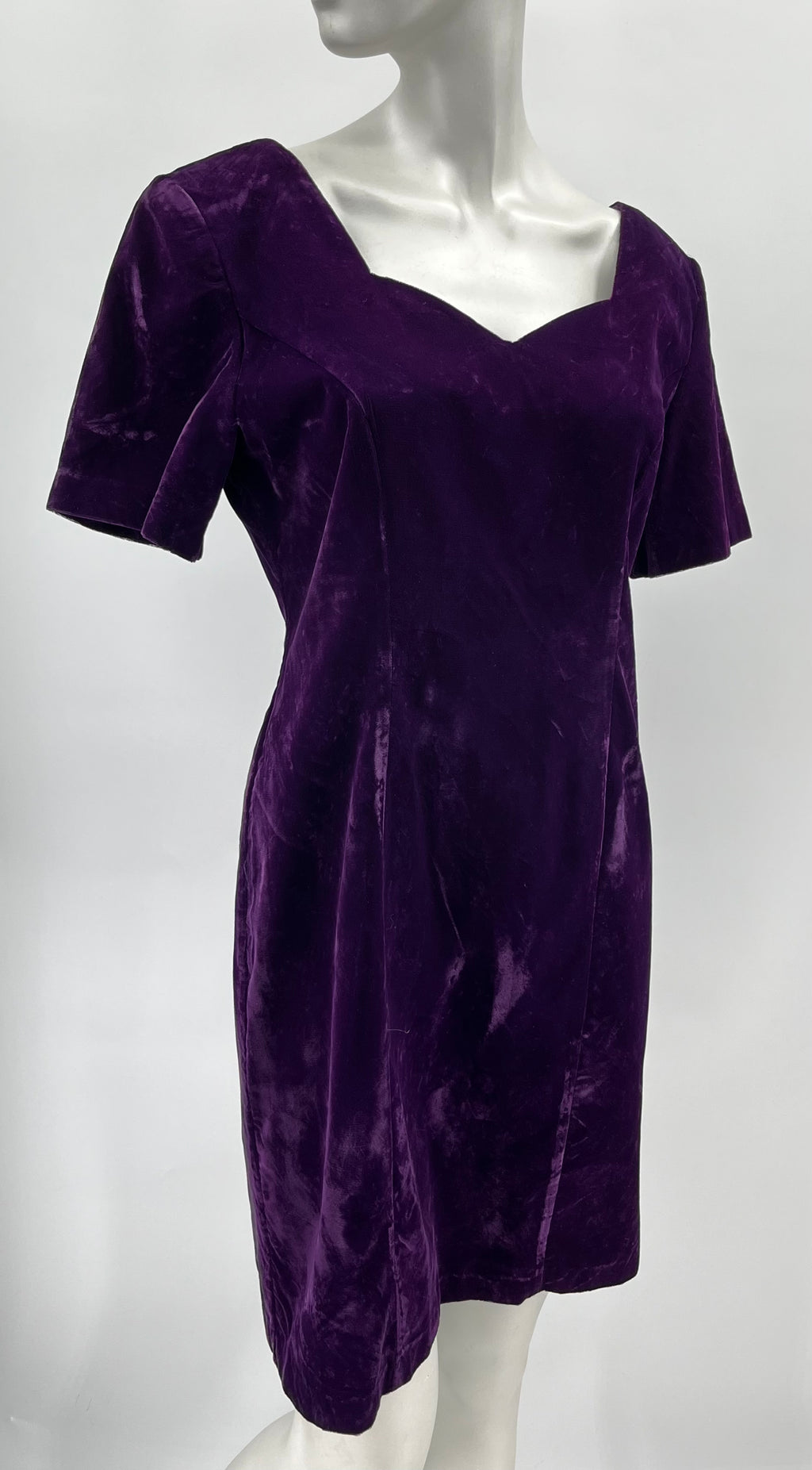 Jessica Howard, purple velvet party dress, 80s-90s, size 36-38