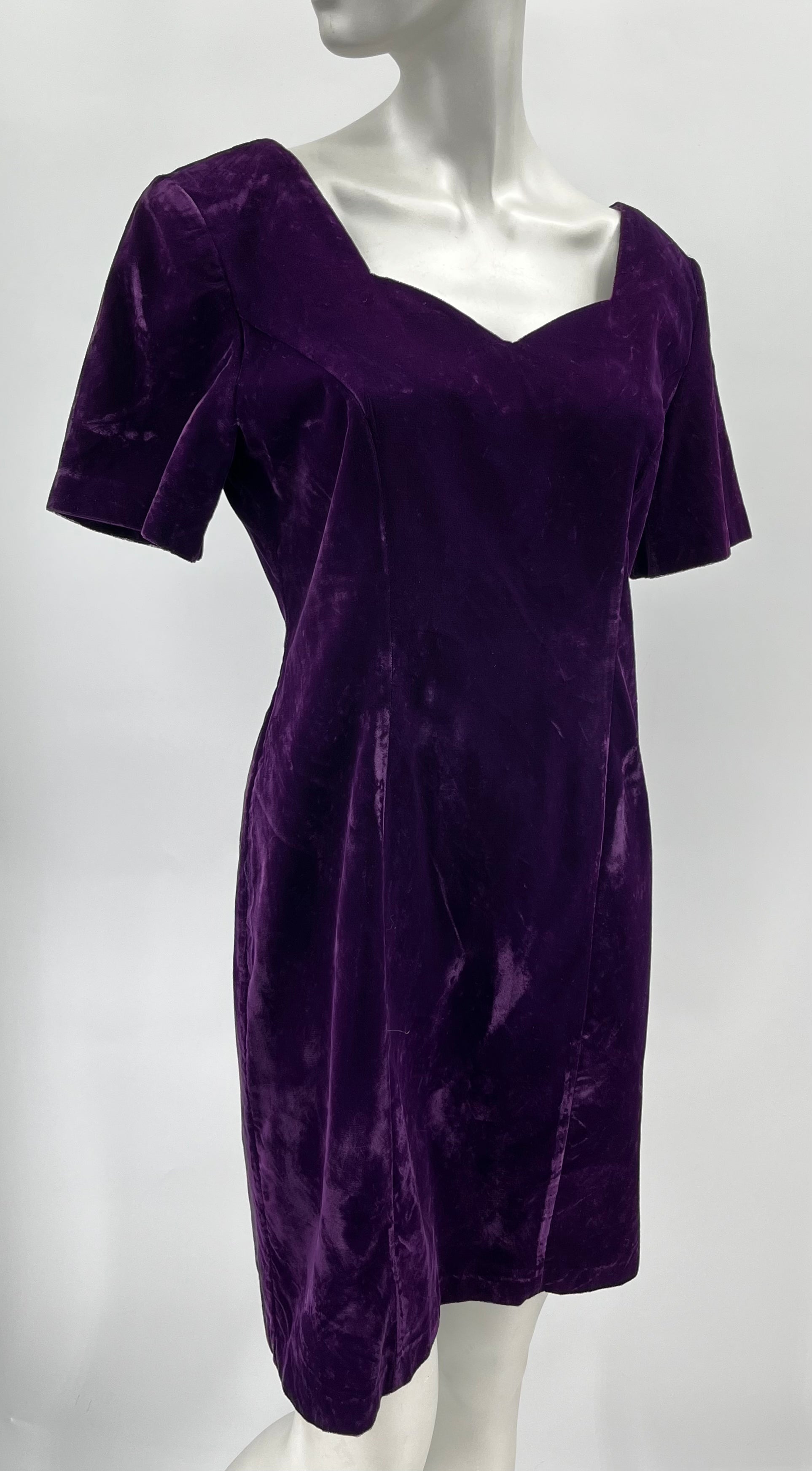 Jessica Howard, purple velvet party dress, 80s-90s, size 36-38