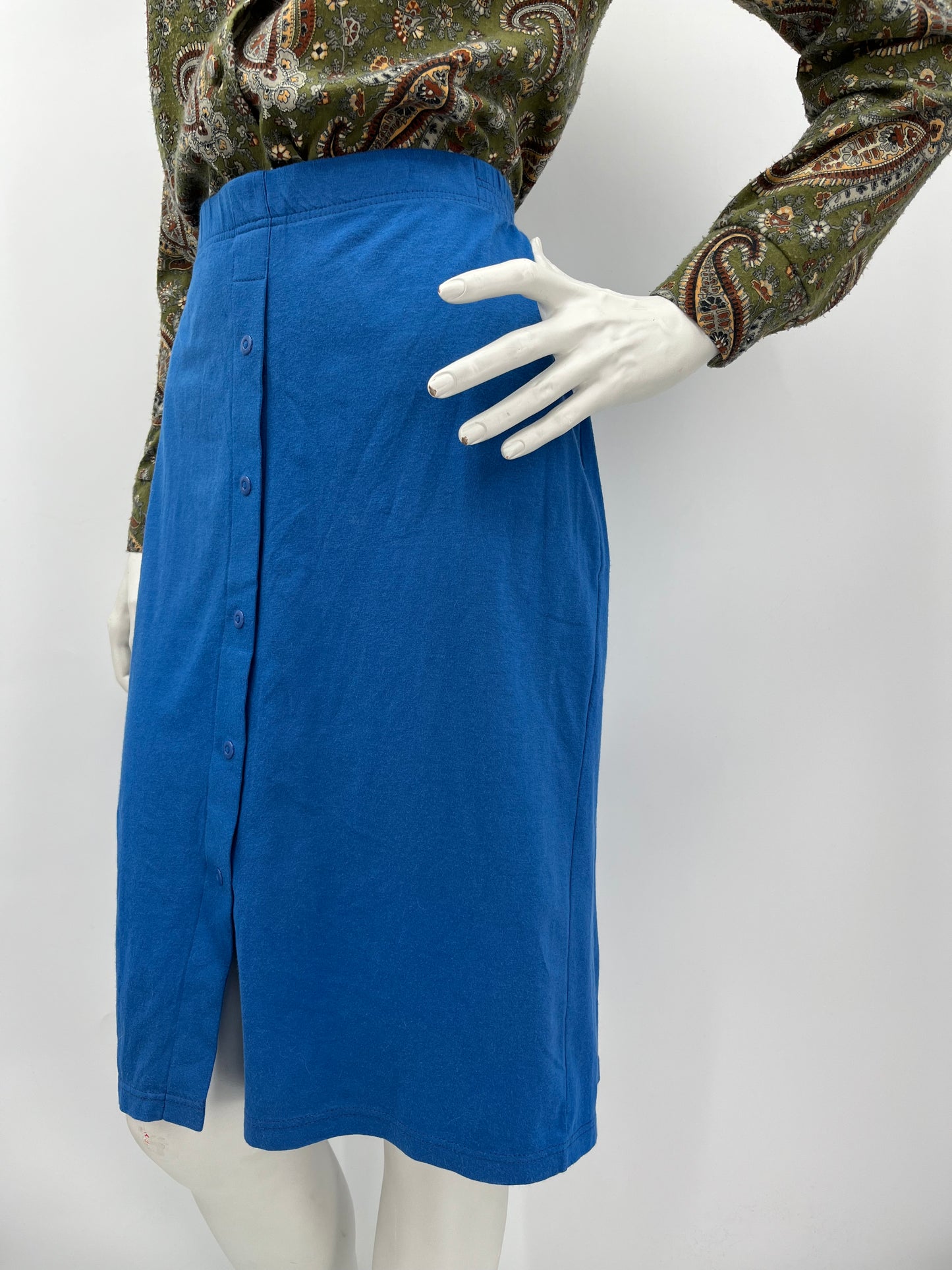 Marimekko, petroolinsininen trikoohame, 90-luku, vyöt.ymp. 80-100cm, koko 40-42