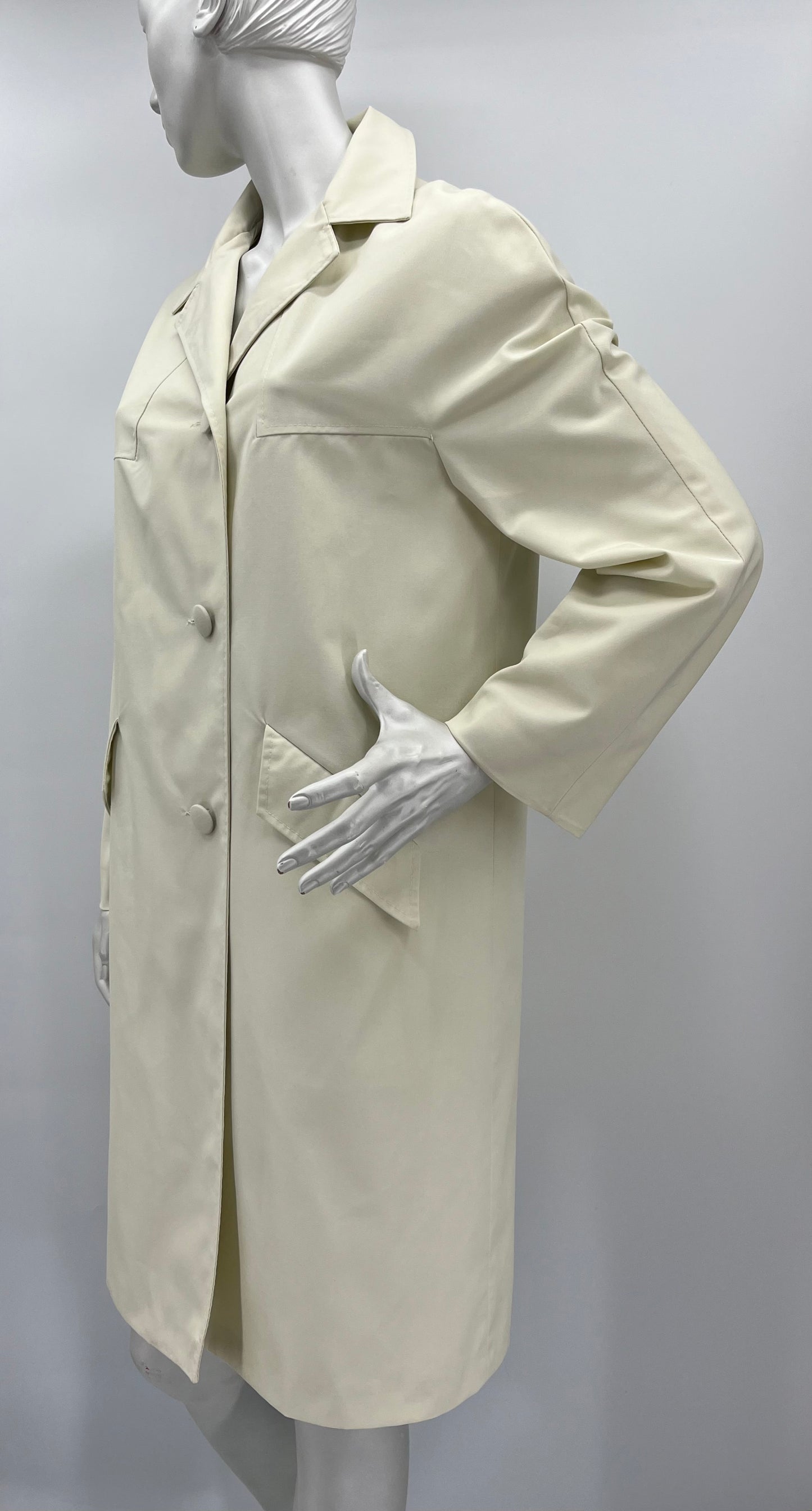 Dixi Coat, luonnonvalkoinen popliinitakki, 60-70-luku, koko 40